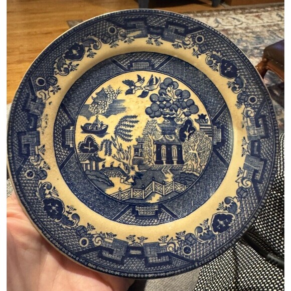 Bennett Blue Willow Ware England Bread Dessert Set of 2 Plates Vintage - Picture 1 of 4